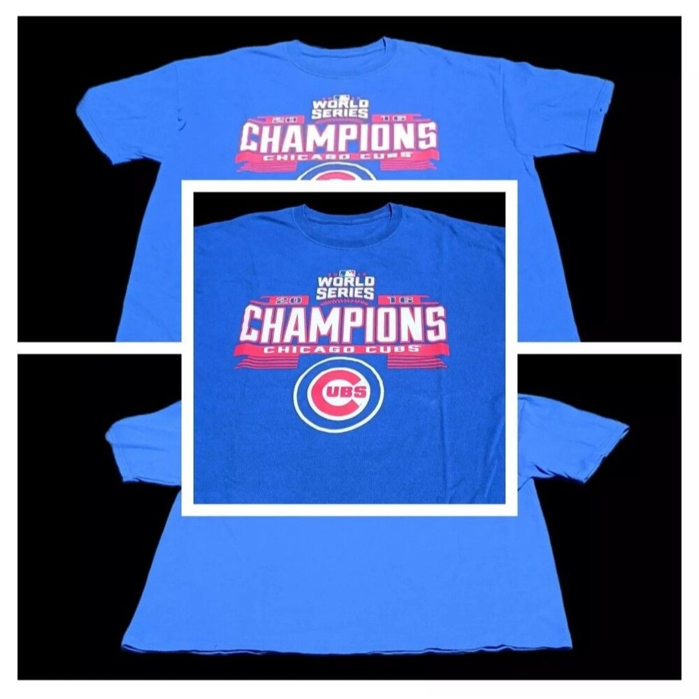 Chicago Cubs World Series 2016 Champions Blue XL Shirt 22.5"W 29"L  MLB Baseball